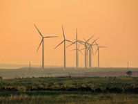 Wind power generation facilities on Zhangbei Bashang Grassland in Zhangjiakou, China, on June 28, 2013. (