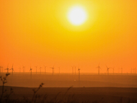 Wind power generation facilities on Zhangbei Bashang Grassland in Zhangjiakou, China, on June 28, 2013. (