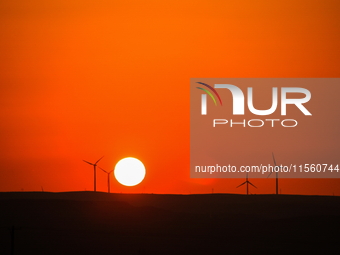 Wind power generation facilities on Zhangbei Bashang Grassland in Zhangjiakou, China, on June 28, 2013. (