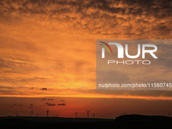 Wind power generation facilities on Zhangbei Bashang Grassland in Zhangjiakou, China, on June 28, 2013. (