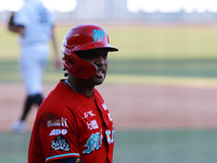 Robinson Cano #22 of Diablos Rojos enters the field during the resumption of the 2024 King Series match 3 against Sultanes de Monterrey of t...