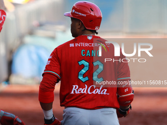 Robinson Cano #22 of Diablos Rojos is at bat during the resumption of the 2024 King Series match 3 against Sultanes de Monterrey of the Mexi...