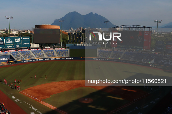 View of the stadium of Sultanes de Monterrey before the resumption of the 2024 King Series match 3 of the Mexican Baseball League (LMB) betw...