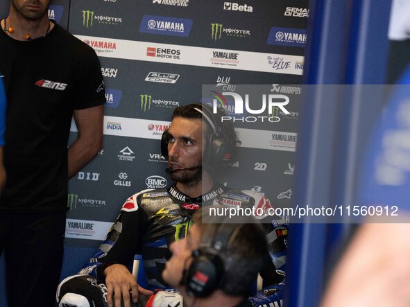 Alex Rins participates in the MotoGP Test at Misano World Circuit Marco Simoncelli in Misano Adriatico, Italy, on September 9, 2024. 