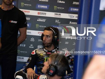 Alex Rins participates in the MotoGP Test at Misano World Circuit Marco Simoncelli in Misano Adriatico, Italy, on September 9, 2024. (