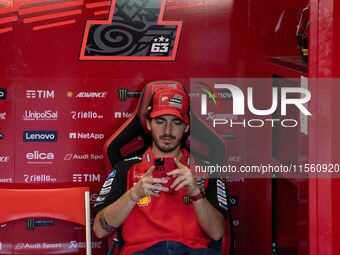 Francesco Bagnaia participates in the MotoGP Test at Misano World Circuit Marco Simoncelli in Misano Adriatico, Italy, on September 9, 2024....