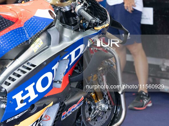 Luca Marini rides a motorcycle during the MotoGP Test at Misano World Circuit Marco Simoncelli in Misano Adriatico, Italy, on September 9, 2...