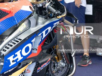 Luca Marini rides a motorcycle during the MotoGP Test at Misano World Circuit Marco Simoncelli in Misano Adriatico, Italy, on September 9, 2...