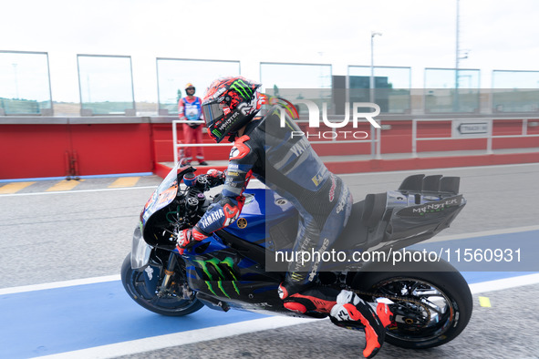 Fabio Quartararo participates in the MotoGP Test at Misano World Circuit Marco Simoncelli in Misano Adriatico, Italy, on September 9, 2024. 