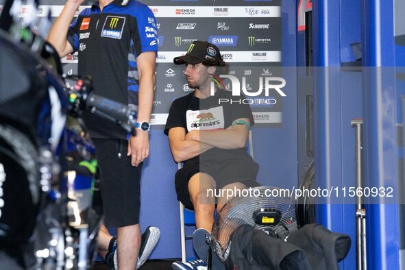 Alex Rins participates in the MotoGP Test at Misano World Circuit Marco Simoncelli in Misano Adriatico, Italy, on September 9, 2024. 