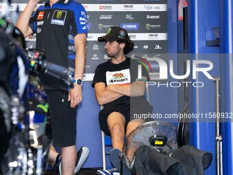 Alex Rins participates in the MotoGP Test at Misano World Circuit Marco Simoncelli in Misano Adriatico, Italy, on September 9, 2024. (