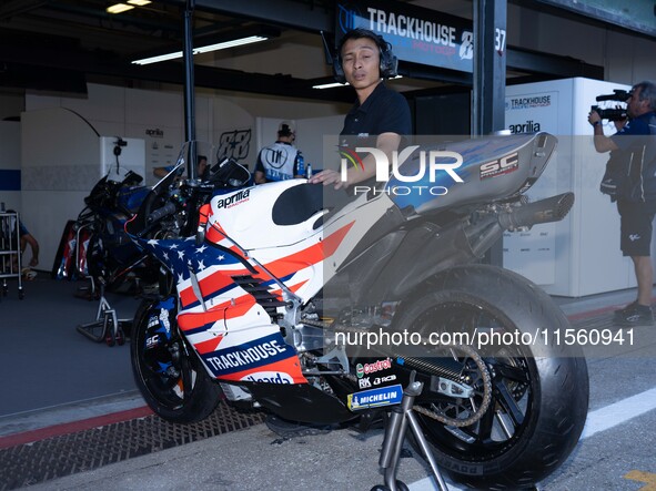 Moto Aprilia during the MotoGP Test at Misano World Circuit Marco Simoncelli in Misano Adriatico, Italy, on September 9, 2024. 