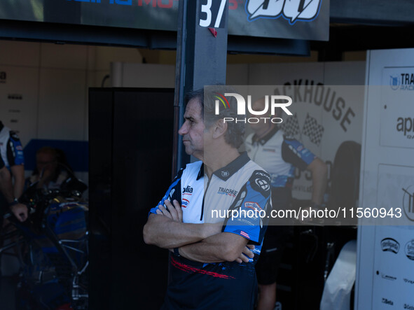 Davide Brivio participates in the MotoGP Test at Misano World Circuit Marco Simoncelli in Misano Adriatico, Italy, on September 9, 2024. 