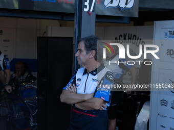 Davide Brivio participates in the MotoGP Test at Misano World Circuit Marco Simoncelli in Misano Adriatico, Italy, on September 9, 2024. (