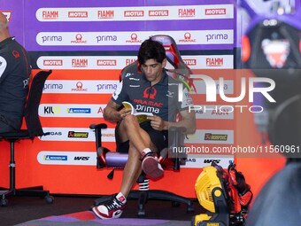 Jorge Martin participates in the MotoGP Test at Misano World Circuit Marco Simoncelli in Misano Adriatico, Italy, on September 9, 2024. (