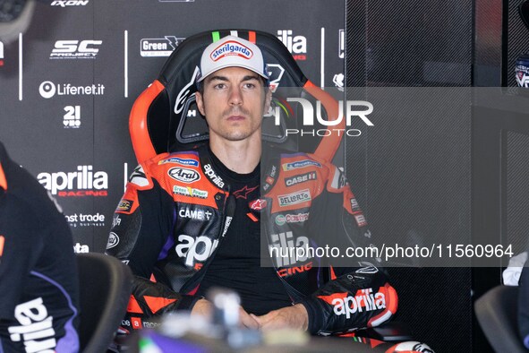 Maverick Vinales participates in the MotoGP Test at Misano World Circuit Marco Simoncelli in Misano Adriatico, Italy, on September 9, 2024. 