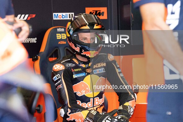 Brad Binder participates in the MotoGP Test at Misano World Circuit Marco Simoncelli in Misano Adriatico, Italy, on September 9, 2024. 