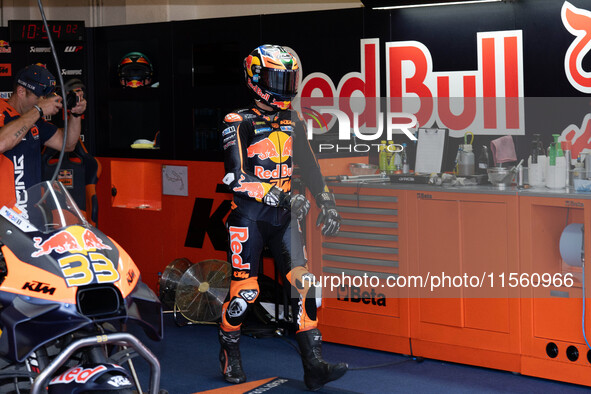 Brad Binder participates in the MotoGP Test at Misano World Circuit Marco Simoncelli in Misano Adriatico, Italy, on September 9, 2024. 