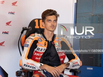 Luca Marini participates in the MotoGP Test at Misano World Circuit Marco Simoncelli in Misano Adriatico, Italy, on September 9, 2024. (