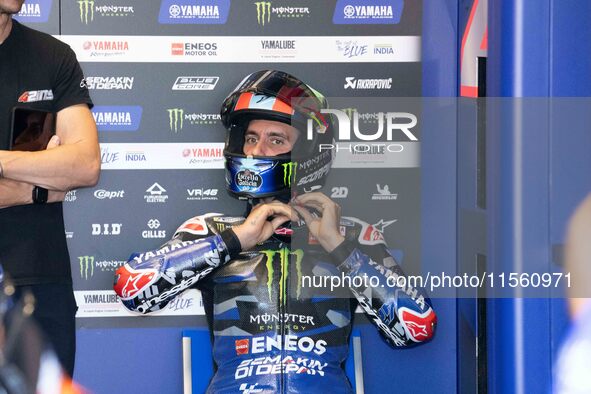 Alex Rins participates in the MotoGP Test at Misano World Circuit Marco Simoncelli in Misano Adriatico, Italy, on September 9, 2024. 