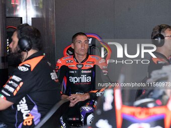 Aleix Espargaro participates in the MotoGP Test at Misano World Circuit Marco Simoncelli in Misano Adriatico, Italy, on September 9, 2024. (