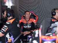 Aleix Espargaro participates in the MotoGP Test at Misano World Circuit Marco Simoncelli in Misano Adriatico, Italy, on September 9, 2024. (