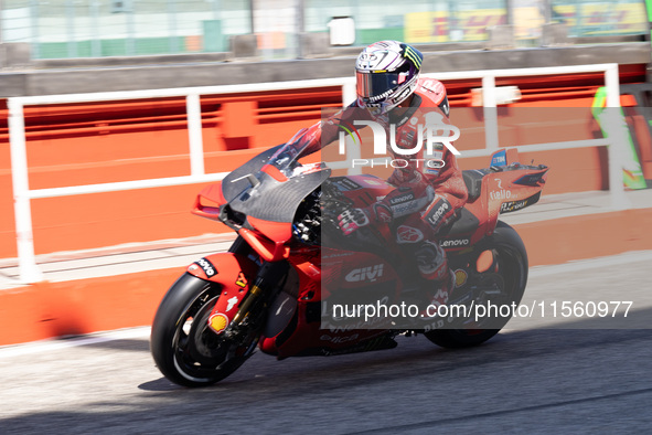 Enea Bastianini uses a new windshield during the MotoGP Test at Misano World Circuit Marco Simoncelli in Misano Adriatico, Italy, on Septemb...