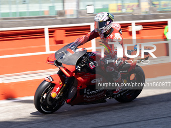 Enea Bastianini uses a new windshield during the MotoGP Test at Misano World Circuit Marco Simoncelli in Misano Adriatico, Italy, on Septemb...