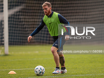 In Buenos Aires, Argentina, on September 9, 2024, Spanish footballer Iker Muniain has his first practice with the Argentine club San Lorenzo...