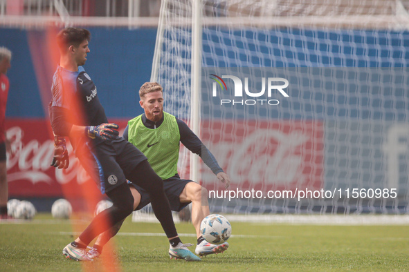 In Buenos Aires, Argentina, on September 9, 2024, Spanish footballer Iker Muniain has his first practice with the Argentine club San Lorenzo...