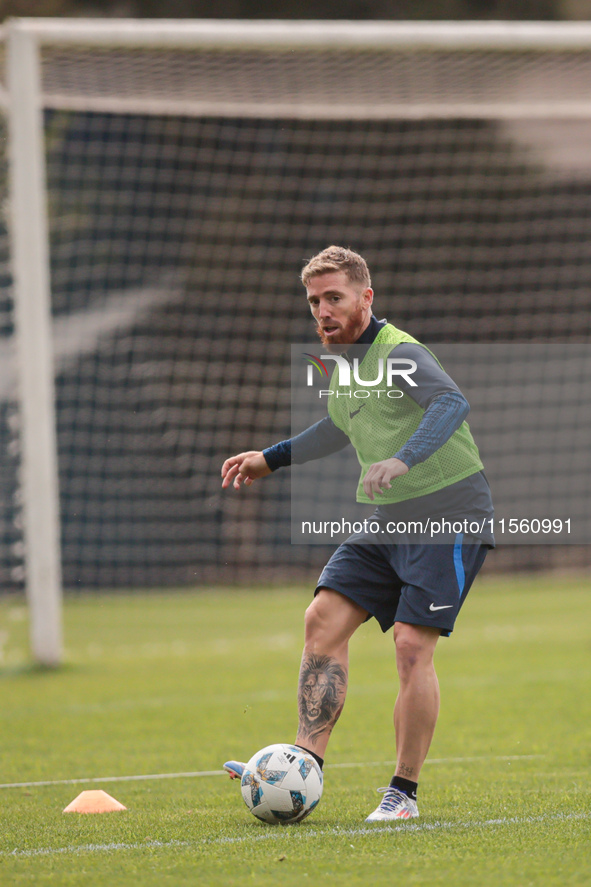 In Buenos Aires, Argentina, on September 9, 2024, Spanish footballer Iker Muniain has his first practice with the Argentine club San Lorenzo...