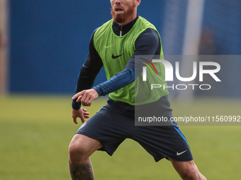 In Buenos Aires, Argentina, on September 9, 2024, Spanish footballer Iker Muniain has his first practice with the Argentine club San Lorenzo...