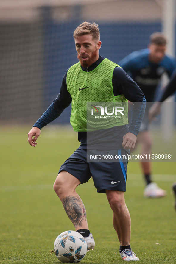 In Buenos Aires, Argentina, on September 9, 2024, Spanish footballer Iker Muniain has his first practice with the Argentine club San Lorenzo...