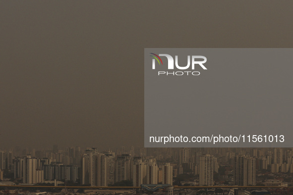 Dry weather and a layer of pollution cover the sky in Sao Paulo, Brazil, on September 9, 2024. Sao Paulo has the most polluted air in the wo...