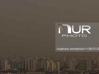 Dry weather and a layer of pollution cover the sky in Sao Paulo, Brazil, on September 9, 2024. Sao Paulo has the most polluted air in the wo...