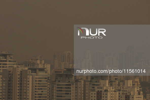 Dry weather and a layer of pollution cover the sky in Sao Paulo, Brazil, on September 9, 2024. Sao Paulo has the most polluted air in the wo...