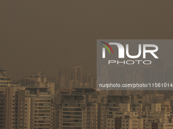 Dry weather and a layer of pollution cover the sky in Sao Paulo, Brazil, on September 9, 2024. Sao Paulo has the most polluted air in the wo...