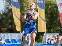 Damian Durski participates in the LOTTO 3x3 League basketball game in Sosnowiec, Poland, on September 8, 2024. The Lotto 3x3 Liga tournament...