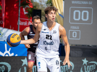 Kacper Moscicki participates in the LOTTO 3x3 League basketball game in Sosnowiec, Poland, on September 8, 2024. The Lotto 3x3 Liga tourname...