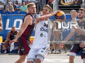 Filip Munyama participates in the LOTTO 3x3 League basketball game in Sosnowiec, Poland, on September 8, 2024. The Lotto 3x3 Liga tournament...