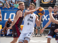 Filip Munyama participates in the LOTTO 3x3 League basketball game in Sosnowiec, Poland, on September 8, 2024. The Lotto 3x3 Liga tournament...