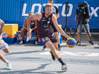 Mateusz Moron participates in the LOTTO 3x3 League basketball game in Sosnowiec, Poland, on September 8, 2024. Lotto 3x3 Liga tournament mat...