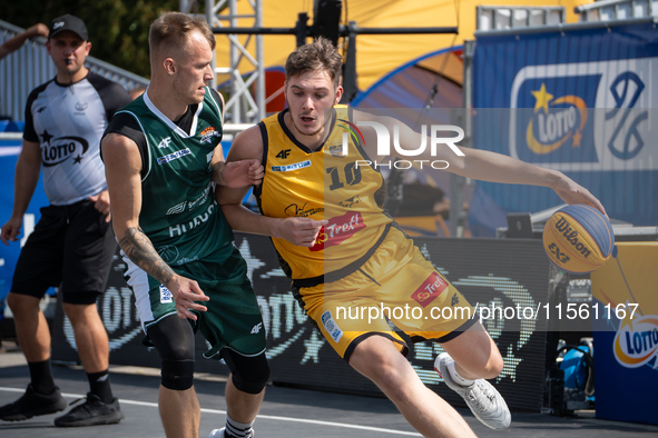 Lukasz Klawa participates in the LOTTO 3x3 League basketball game in Sosnowiec, Poland, on September 8, 2024. The Lotto 3x3 Liga tournament...