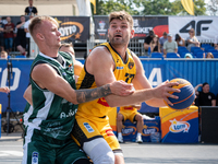 Kacper Jastrzebski participates in the LOTTO 3x3 League basketball game in Sosnowiec, Poland, on September 8, 2024. The Lotto 3x3 Liga tourn...