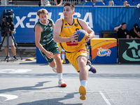 Wiktor Jaszczerski participates in the LOTTO 3x3 League basketball game in Sosnowiec, Poland, on September 8, 2024. The Lotto 3x3 Liga tourn...