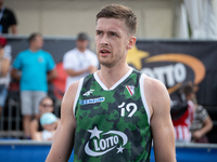 Krystian Kozluk participates in the LOTTO 3x3 League basketball game in Sosnowiec, Poland, on September 8, 2024. The Lotto 3x3 Liga tourname...