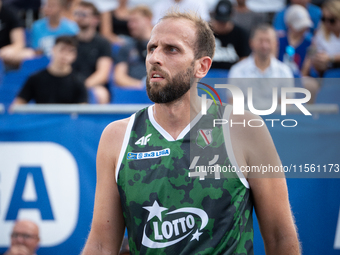 Tomasz Rudko participates in the LOTTO 3x3 League basketball game in Sosnowiec, Poland, on September 8, 2024. The Lotto 3x3 Liga tournament...