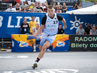 Krystian Mackiewicz participates in the LOTTO 3x3 League basketball game in Sosnowiec, Poland, on September 8, 2024. The Lotto 3x3 Liga tour...