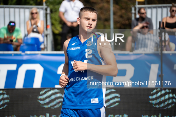 Kacper Ponitka participates in the LOTTO 3x3 League basketball game in Sosnowiec, Poland, on September 8, 2024. Lotto 3x3 Liga tournament ma...