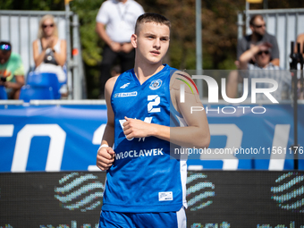 Kacper Ponitka participates in the LOTTO 3x3 League basketball game in Sosnowiec, Poland, on September 8, 2024. Lotto 3x3 Liga tournament ma...